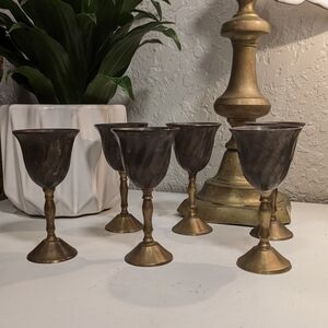 Vintage Brass Goblets Set Of 6